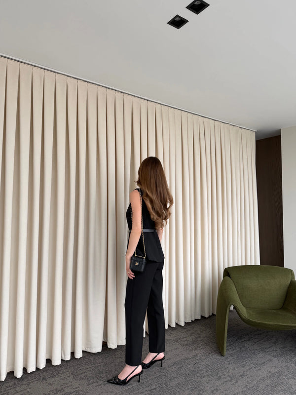 Siyah Kemerli Düğmeli Yelek - 9682