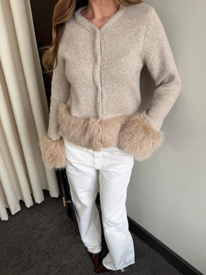 Bej Kolları Kürklü Hırka - 251104