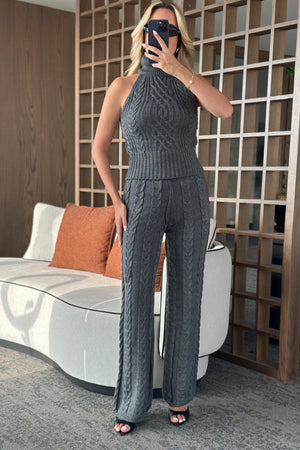 Antrasit Kolsuz Bluz Pantolon Takım - 3009