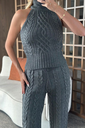 Antrasit Kolsuz Bluz Pantolon Takım - 3009