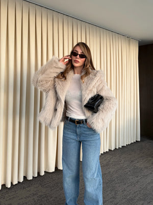 Bej Kürk Mont - 9679