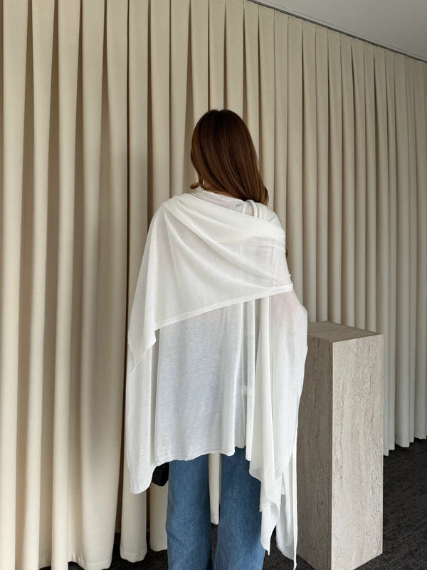 Ekru Muadil Tasarım Triko Pelerin Şal - 5241