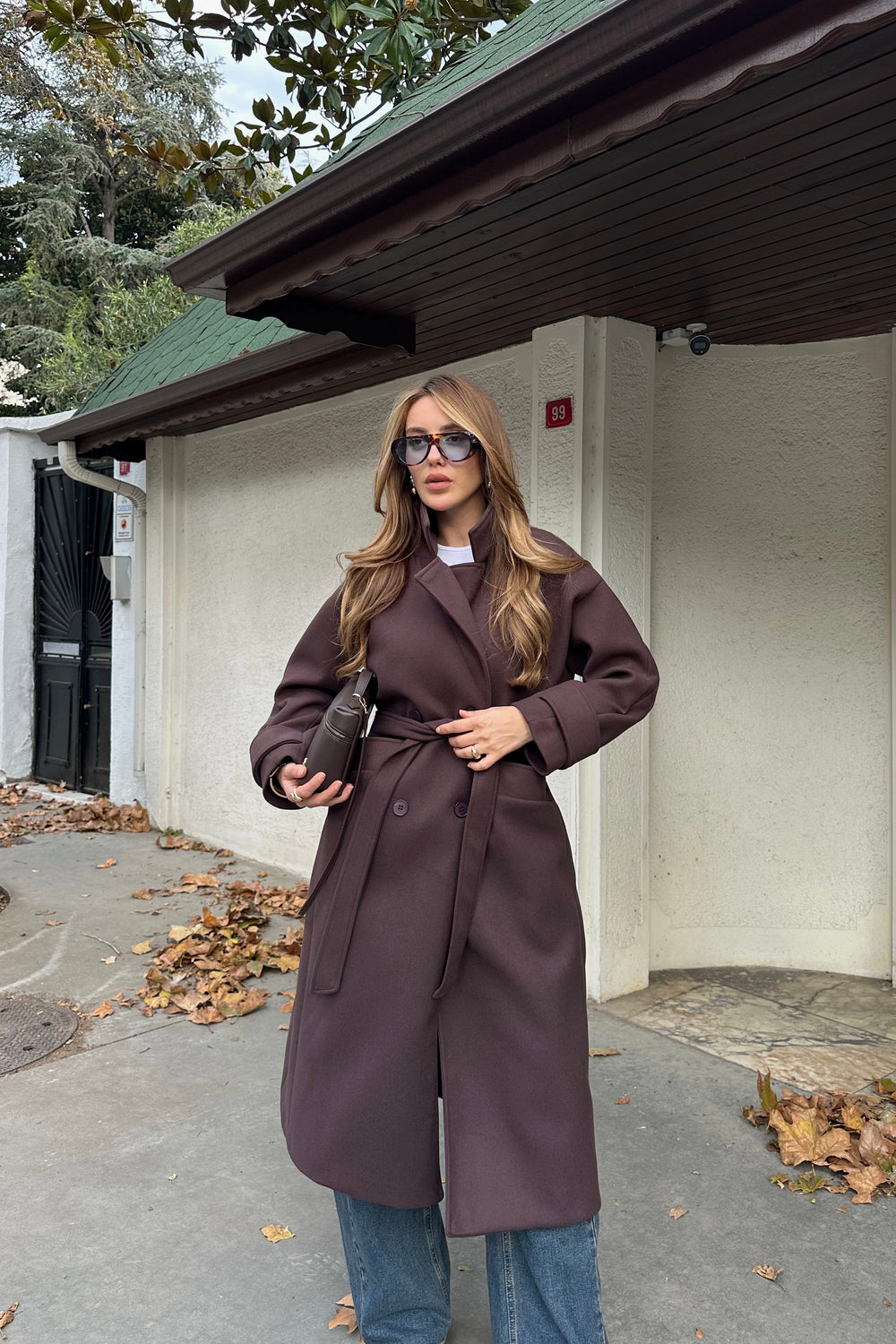 Kahverengi New Tokyo Uzun Kaşe Kaban