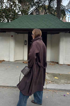 Kahverengi New Tokyo Uzun Kaşe Kaban