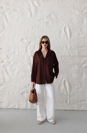 Kahverengi Oversize Gömlek