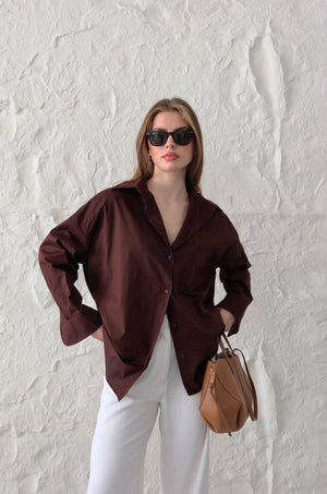 Kahverengi Oversize Gömlek