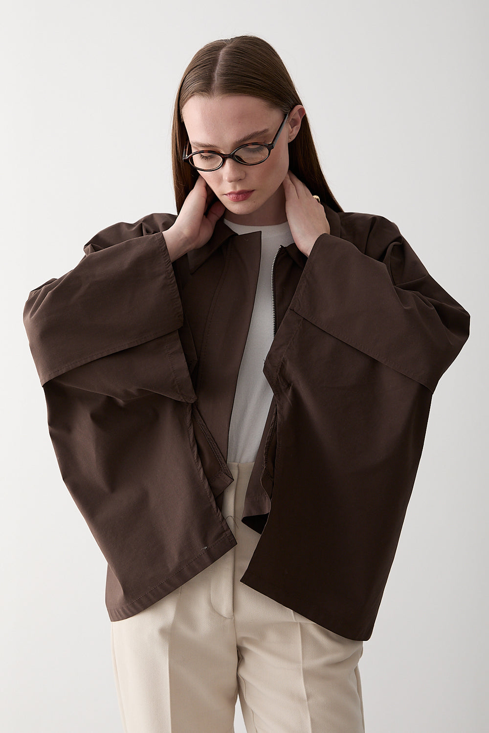 Kahverengi Pelerin Model Trençkot - 7603