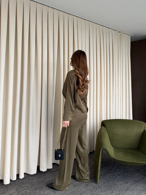 Haki Tokalı Gömlek Pantolon Takım - 51240