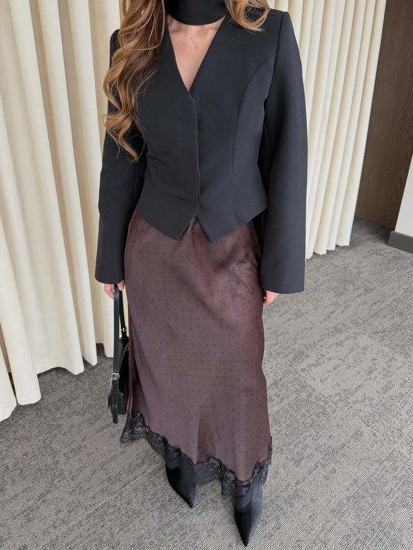 Siyah Vatkalı Fularlı Ceket - 85175