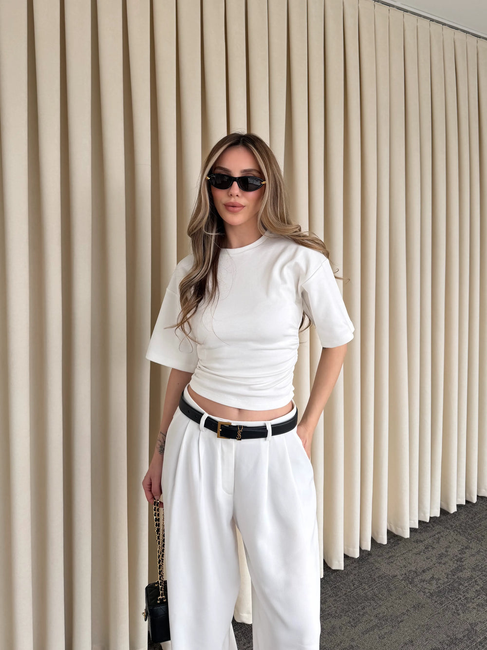 Açık Ekru Yanı Drapeli Body - 261003