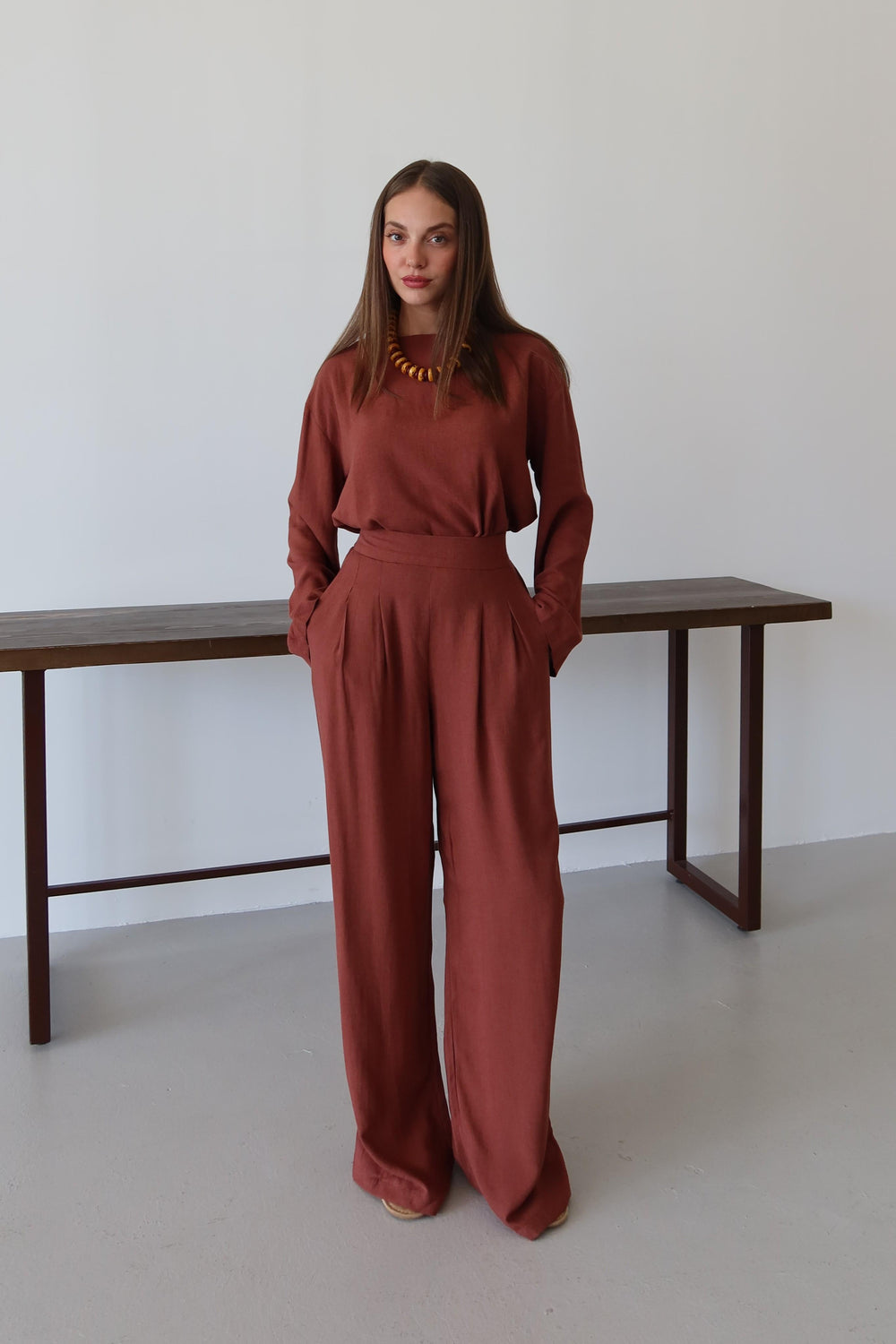 Kiremit Marisol Bluz Pantolon Takım