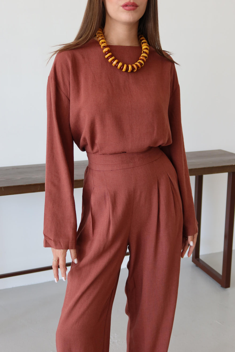 Kiremit Marisol Bluz Pantolon Takım