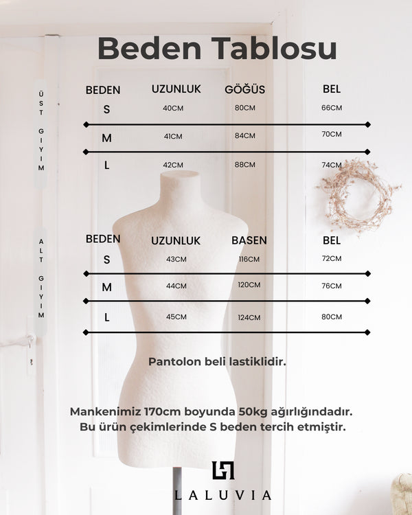 Kahverengi Denim Korse Balon Etek Takım - 7914