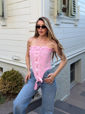 Pembe Tasarım Korse - 7948
