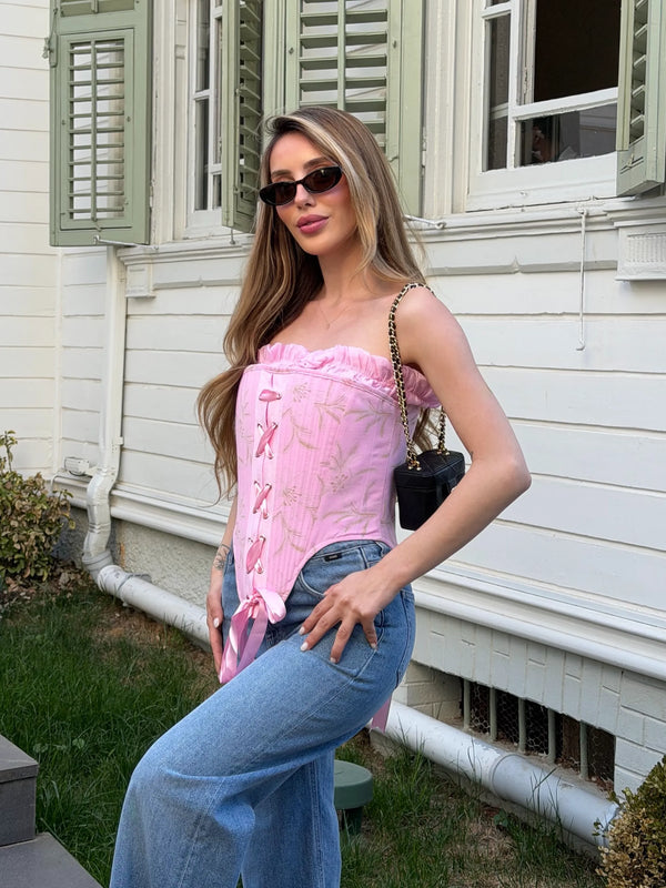 Pembe Tasarım Korse - 7948