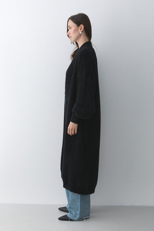 Siyah Boydan Uzun Triko Hırka - 251015