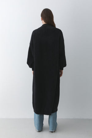 Siyah Boydan Uzun Triko Hırka - 251015