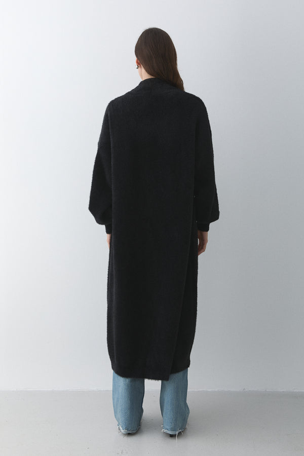 Siyah Boydan Uzun Triko Hırka - 251015