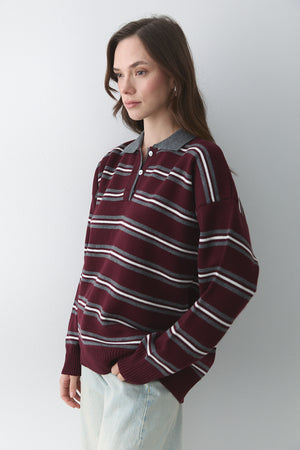 Bordo - Antrasit Polo Yaka Kazak - 241248