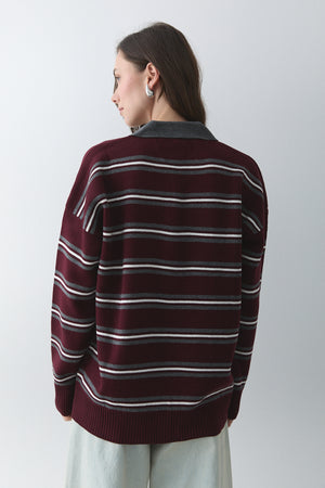 Bordo - Antrasit Polo Yaka Kazak - 241248