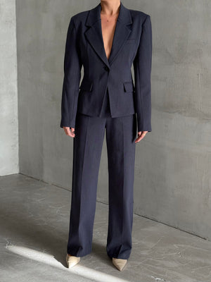 Lacivert Kol Pens Ve Belden Oturtmalı İkili Takım