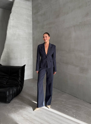 Lacivert Kol Pens Ve Belden Oturtmalı İkili Takım