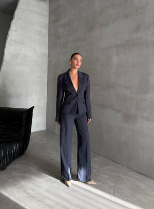 Lacivert Kol Pens Ve Belden Oturtmalı İkili Takım