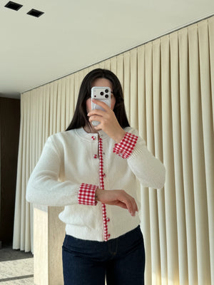 Krem Pötikare Detaylı Triko Hırka - 251082