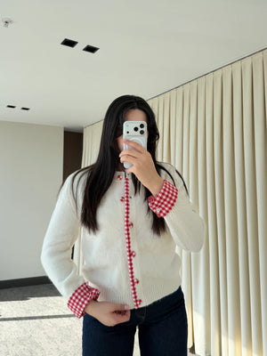 Krem Pötikare Detaylı Triko Hırka - 251082