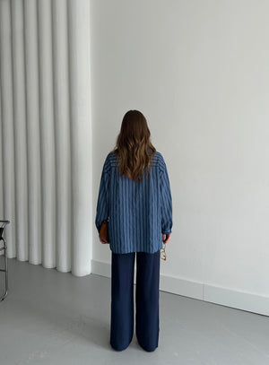 Lacivert Şeritli Gömlek