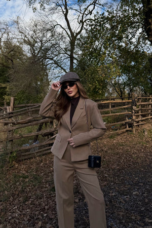 Camel Tek Düğmeli Ceket Pantolon Takım - 9480