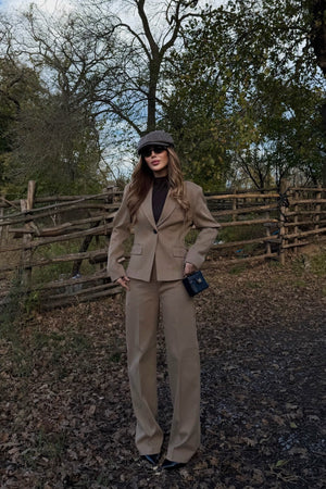 Camel Tek Düğmeli Ceket Pantolon Takım - 9480