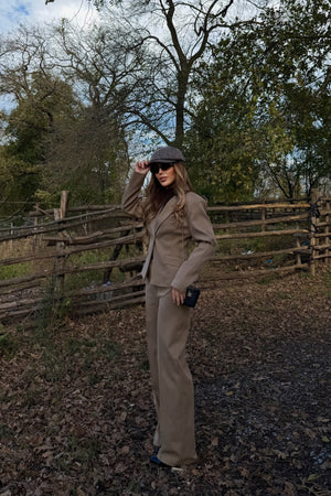 Camel Tek Düğmeli Ceket Pantolon Takım - 9480