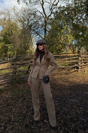 Camel Tek Düğmeli Ceket Pantolon Takım - 9480