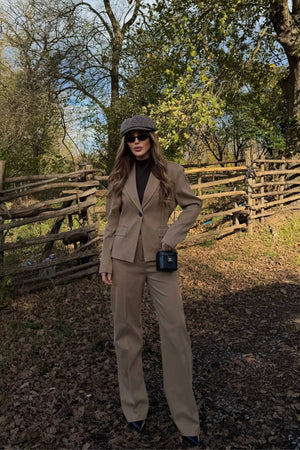 Camel Tek Düğmeli Ceket Pantolon Takım - 9480