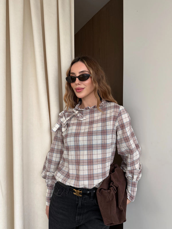 Taş Yakası Fiyonk Detaylı Gömlek - 507