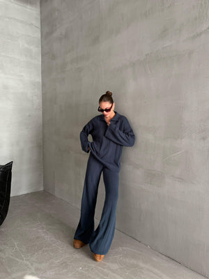 Mavi Freya Polo Yaka Fitilli Triko Takım