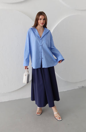 Mavi Oversize Gömlek