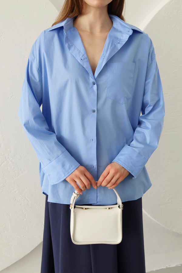 Mavi Oversize Gömlek