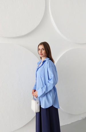 Mavi Oversize Gömlek