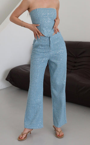 Mavi Pullu Kot Pantolon