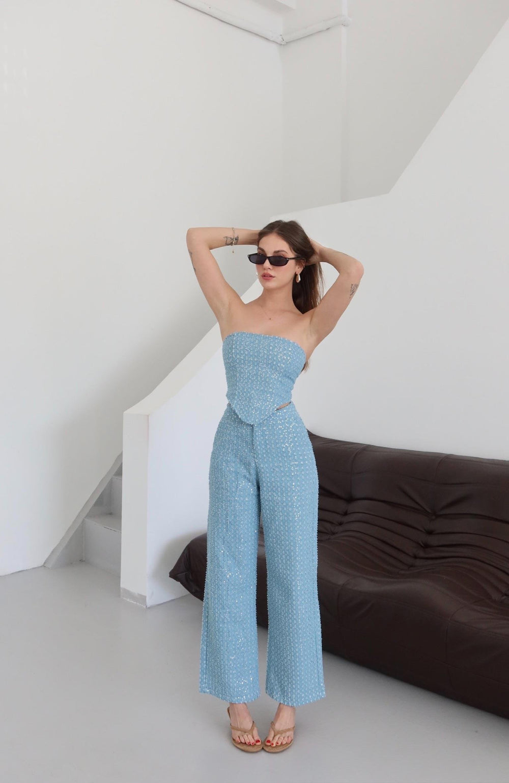 Mavi Pullu Kot Pantolon