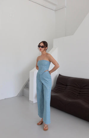 Mavi Pullu Kot Pantolon