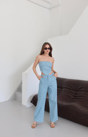 Mavi Pullu Kot Pantolon