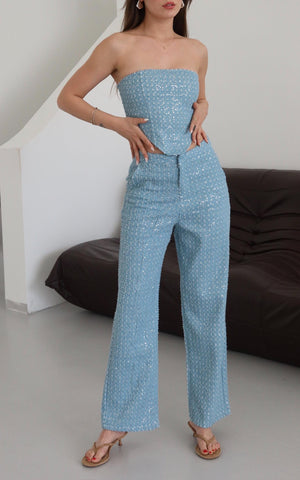 Mavi Pullu Kot Pantolon