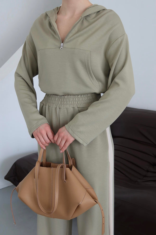 Mint Kapüşonlu Garnili Takım