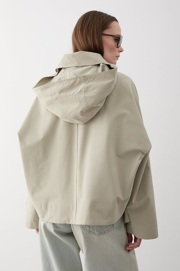 Mint Kapüşonlu Kısa Trençkot - 7003