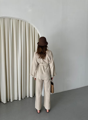 Natural %100 Pamuk Kemerli Gömlek Pantolon Takım