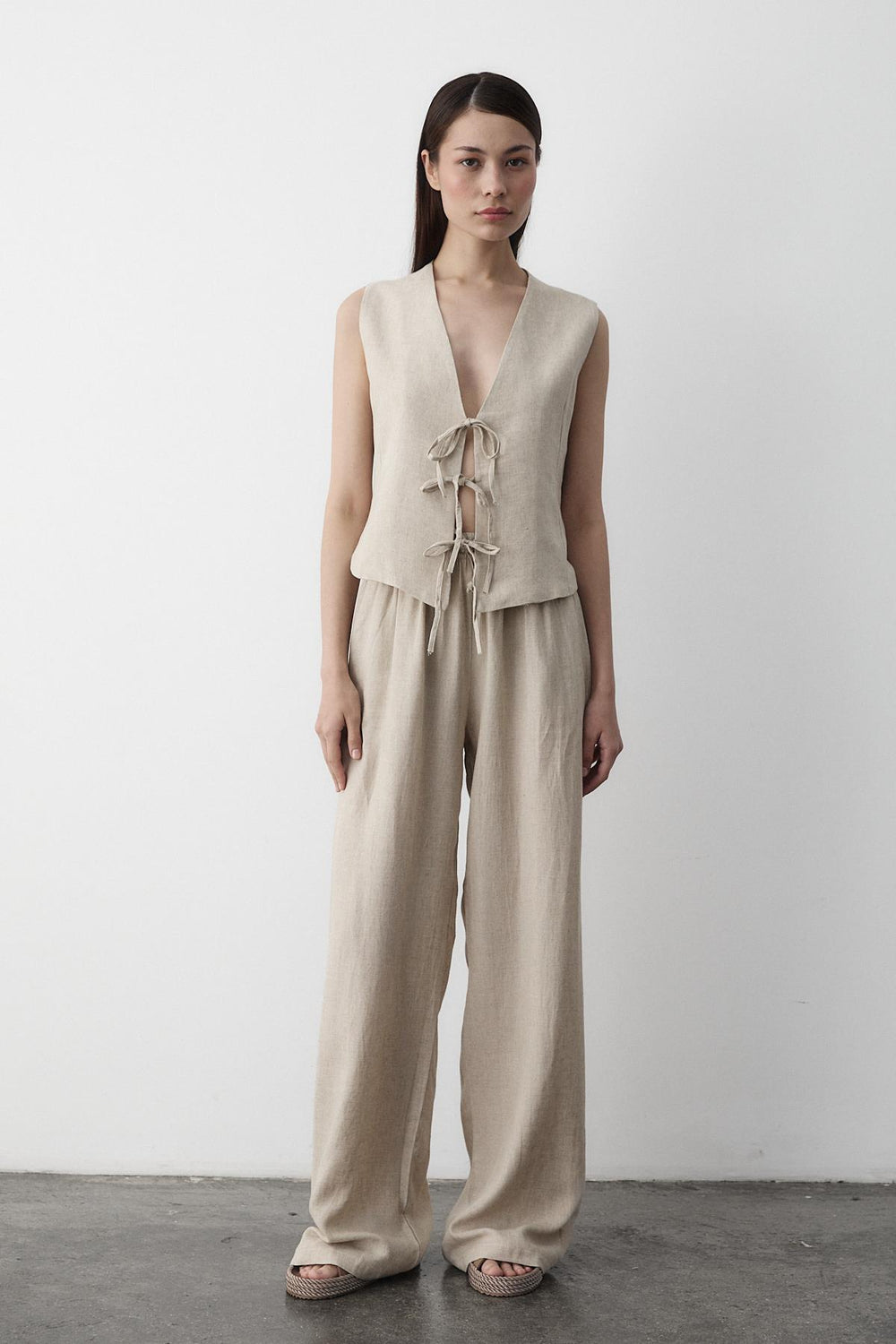 Natural 3 Bağcıklı Yelekli Müslin Takım