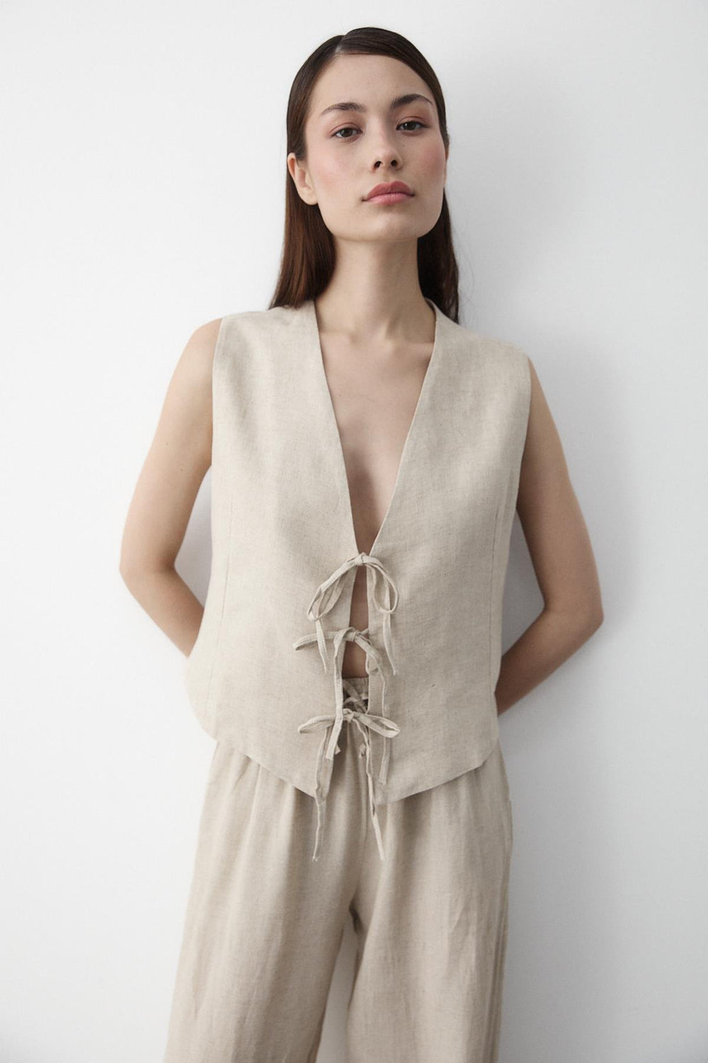 Natural 3 Bağcıklı Yelekli Müslin Takım